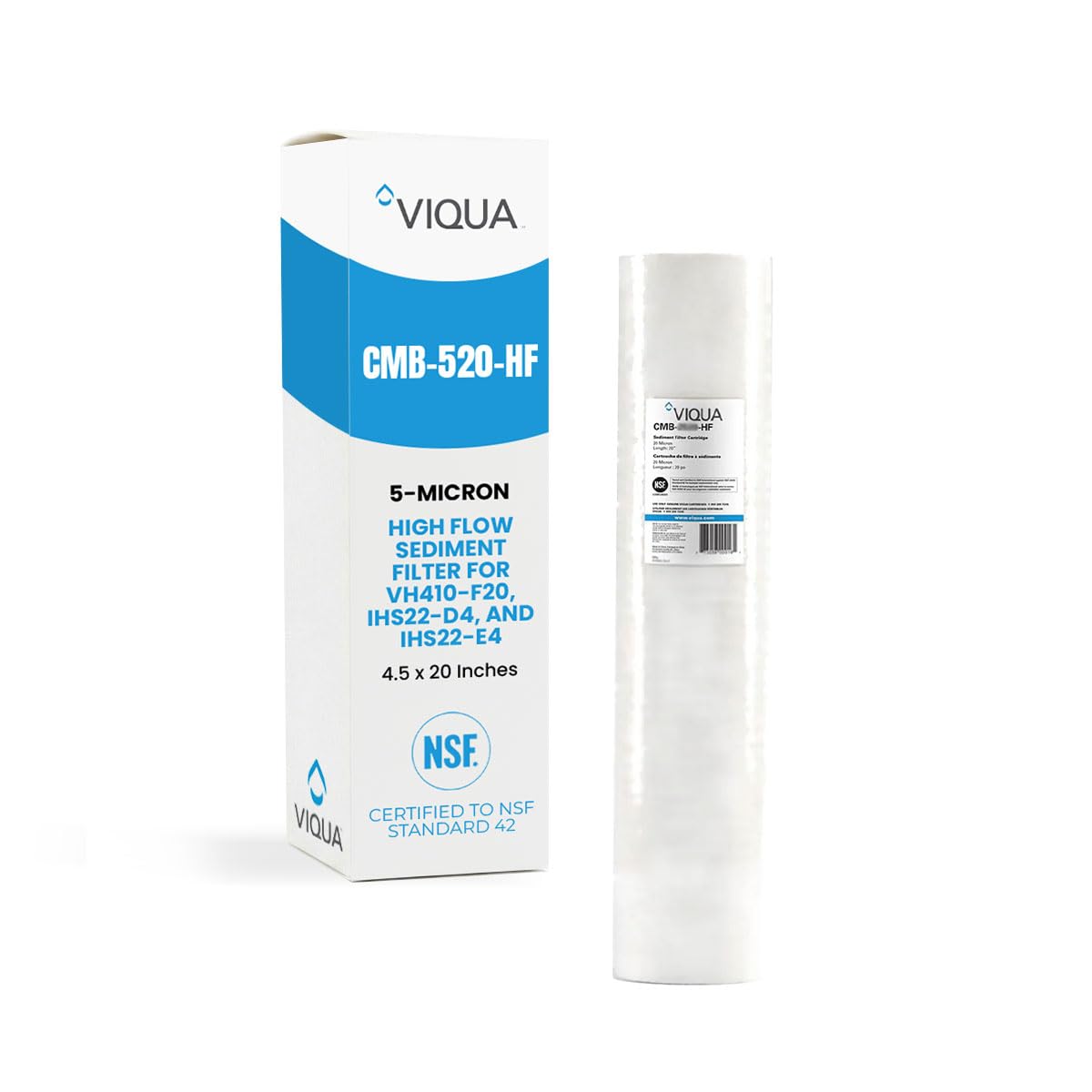 VIQUA CMB-520-HF sediment filter assembly reduces particulates for cleaner taps.