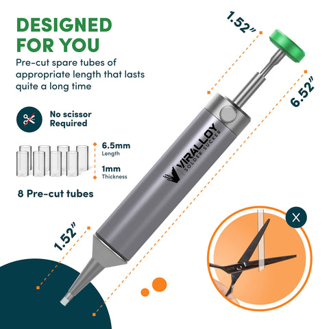 VIRALLOY heat-resistant nozzle withstands up to 350°C for reliable desoldering.