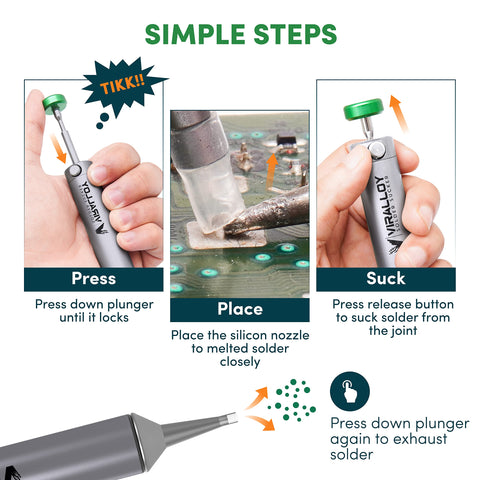 VIRALLOY one-handed design is ideal for portable, on-the-go desoldering.