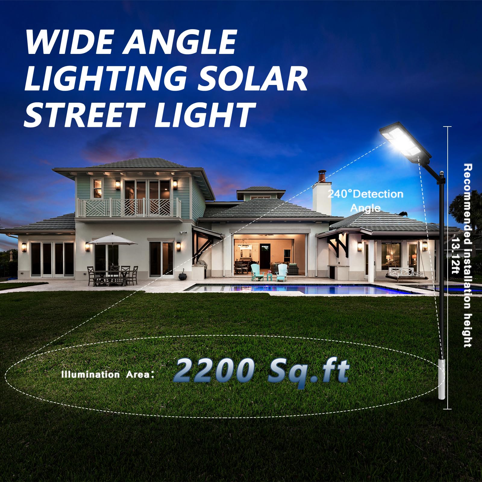 Viruhaka Solar Outdoor Lights motion mode triggers 100% brightness on detecting movement