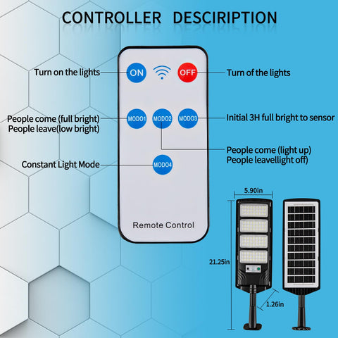 Viruhaka solar street light dusk-to-dawn mode keeps spaces lit overnight.
