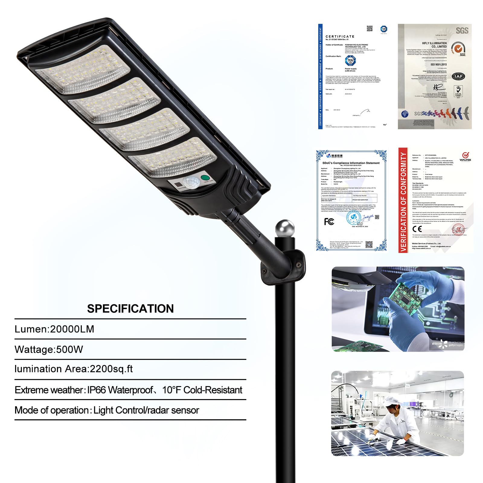Viruhaka solar street light motion range covers entryways and walkways.