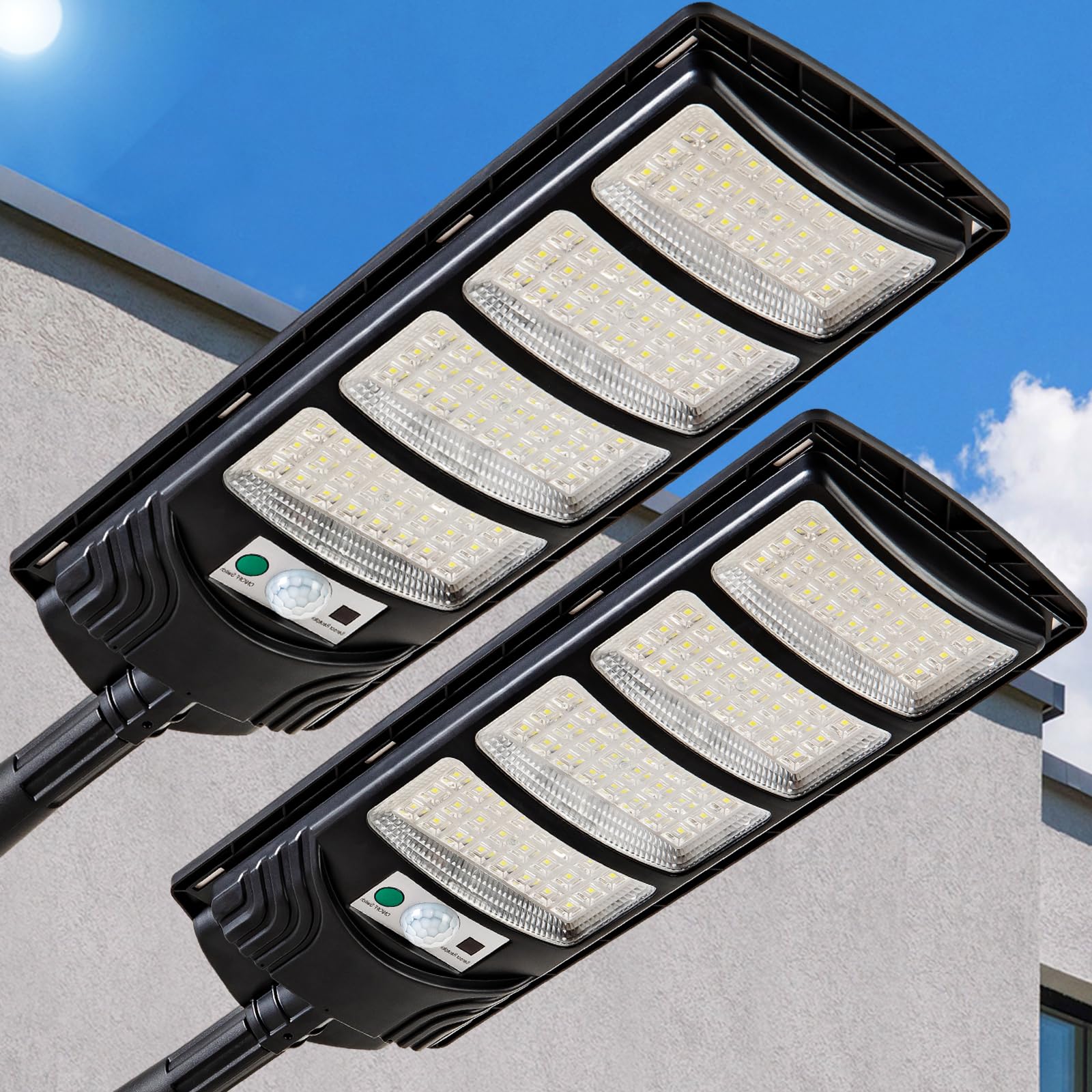 Viruhaka solar street light remote control enables easy operation from distance.