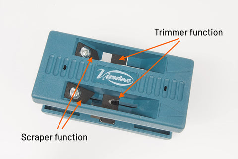 Virutex AU-93 quad-trimmer action highlights simultaneous trimming on both sides.