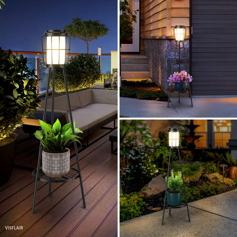 VISFLAIR durable iron frame adds sturdy outdoor lighting decor for evenings.