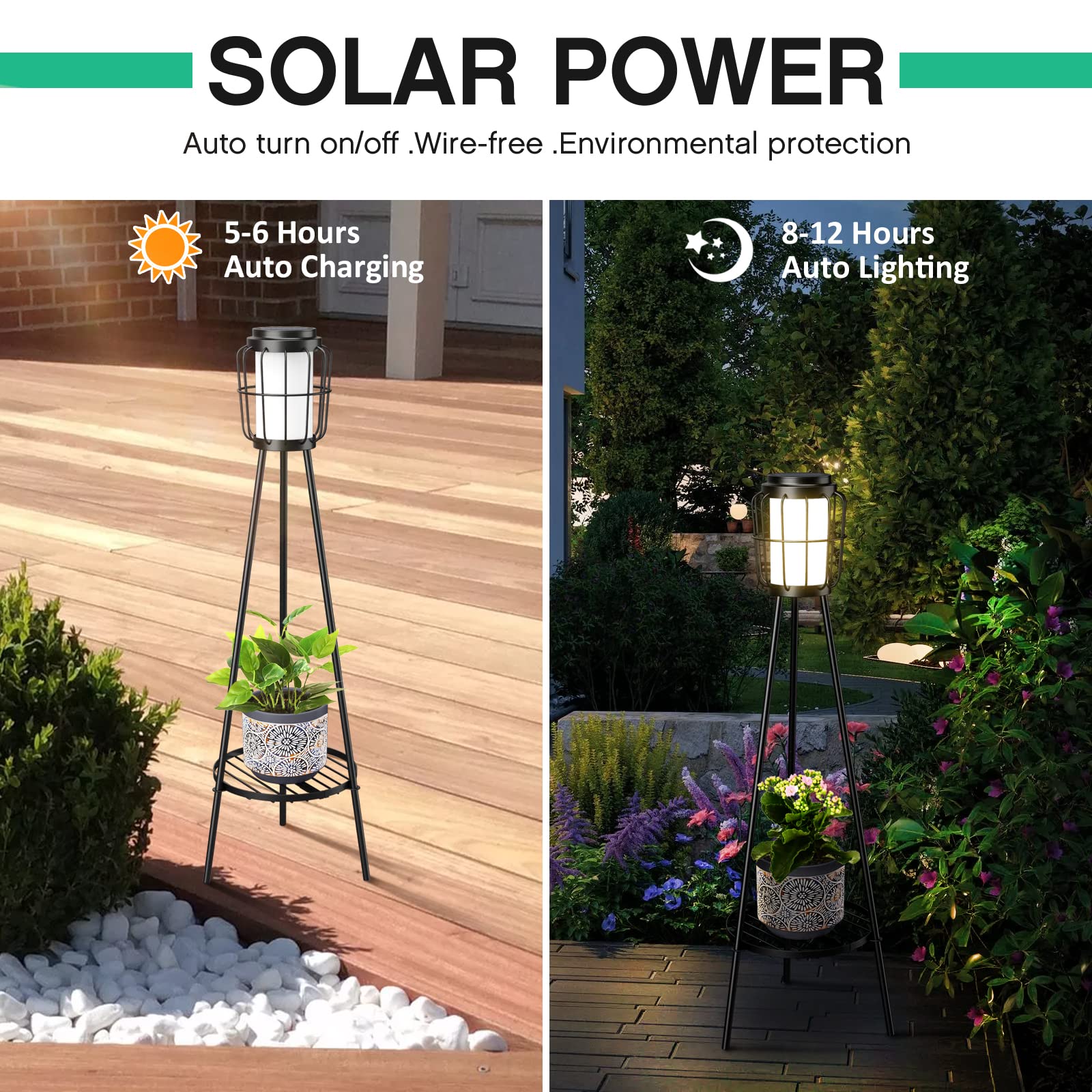 VISFLAIR outdoor floor lamp in night scene delivers cozy backyard lighting.