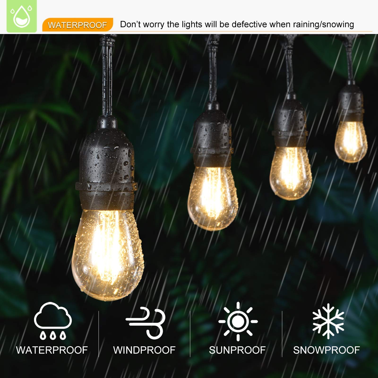 VISTERLITE 15-pack shatterproof bulbs for patio or garden strings.
