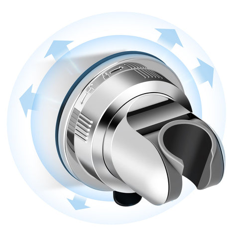 Vitbirih suction shower head holder provides secure hands-free rinsing.