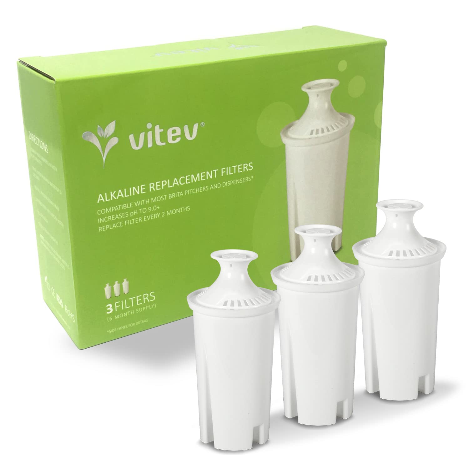 Vitev alkaline filter installed in a Brita pitcher improves taste and hydration.