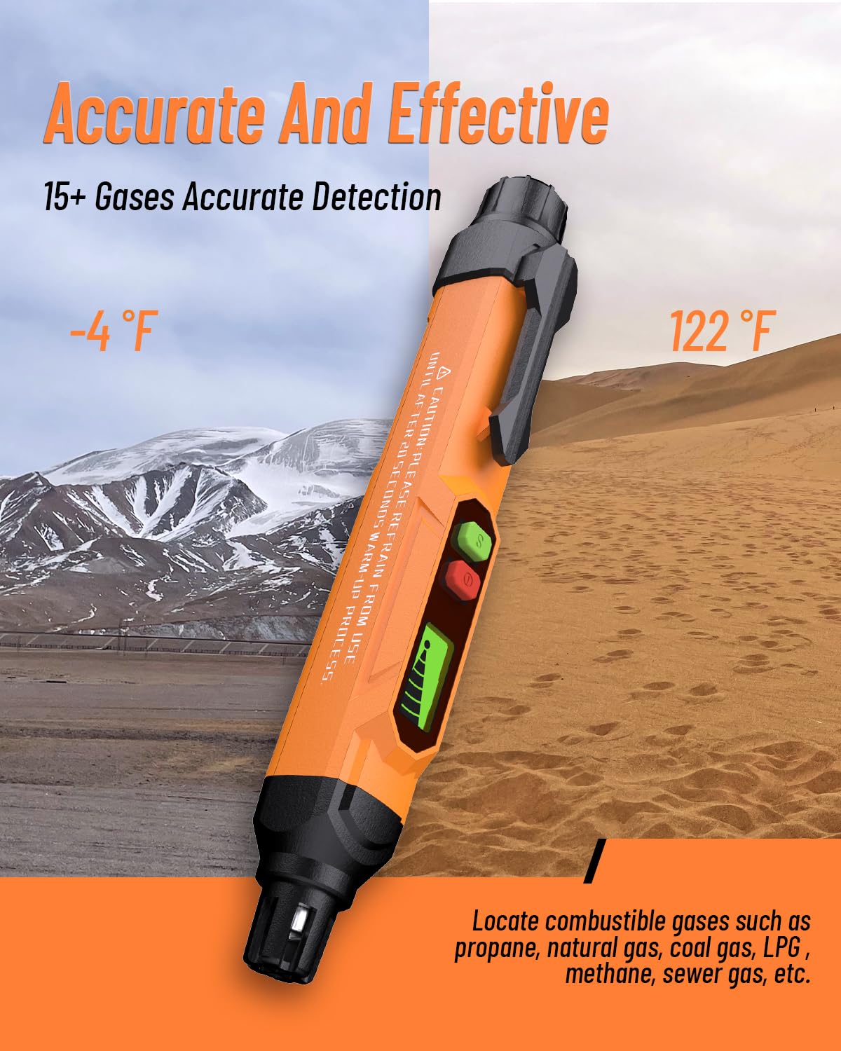 VITITE gas leak detector orange with batteries and carrying pouch included