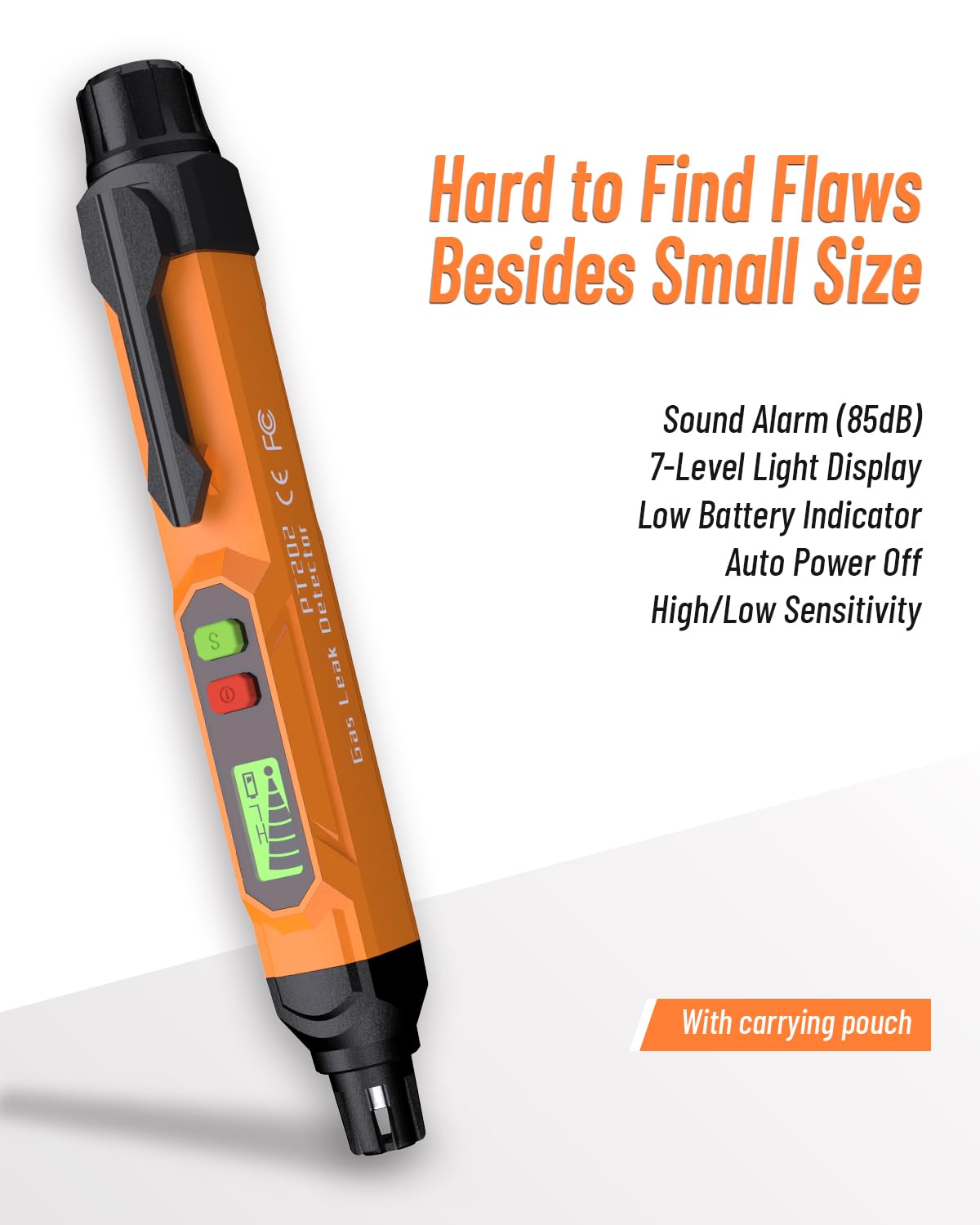 VITITE gas leak detector orange carrying pouch for secure storage