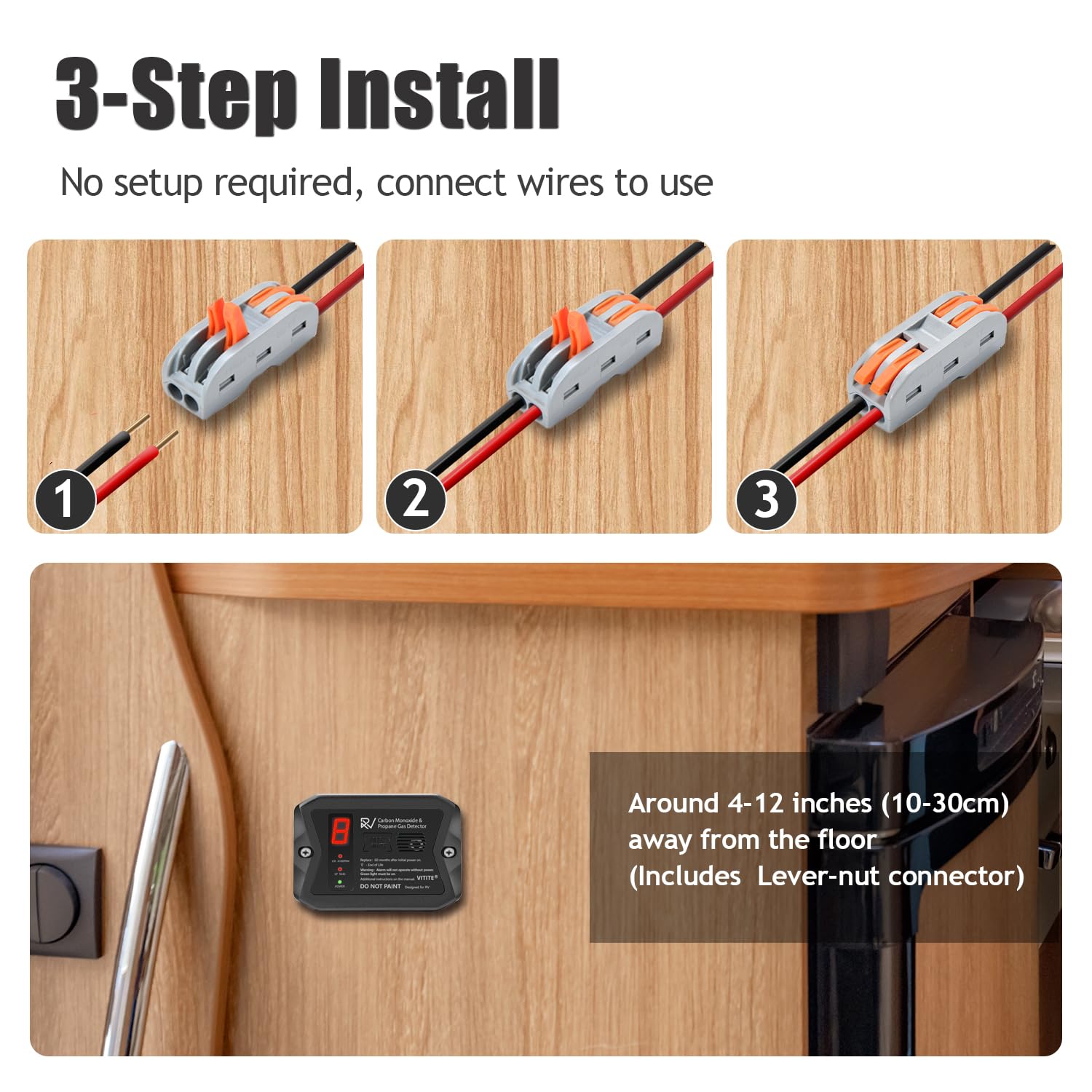 VITITE RV detector mounting brackets included for flexible installation.