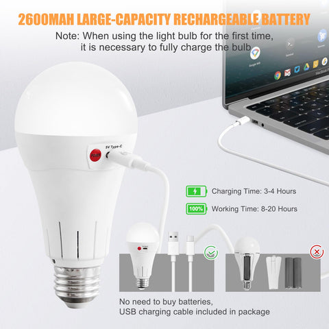 Vitnucrol bulb shows charging status via built-in indicator.