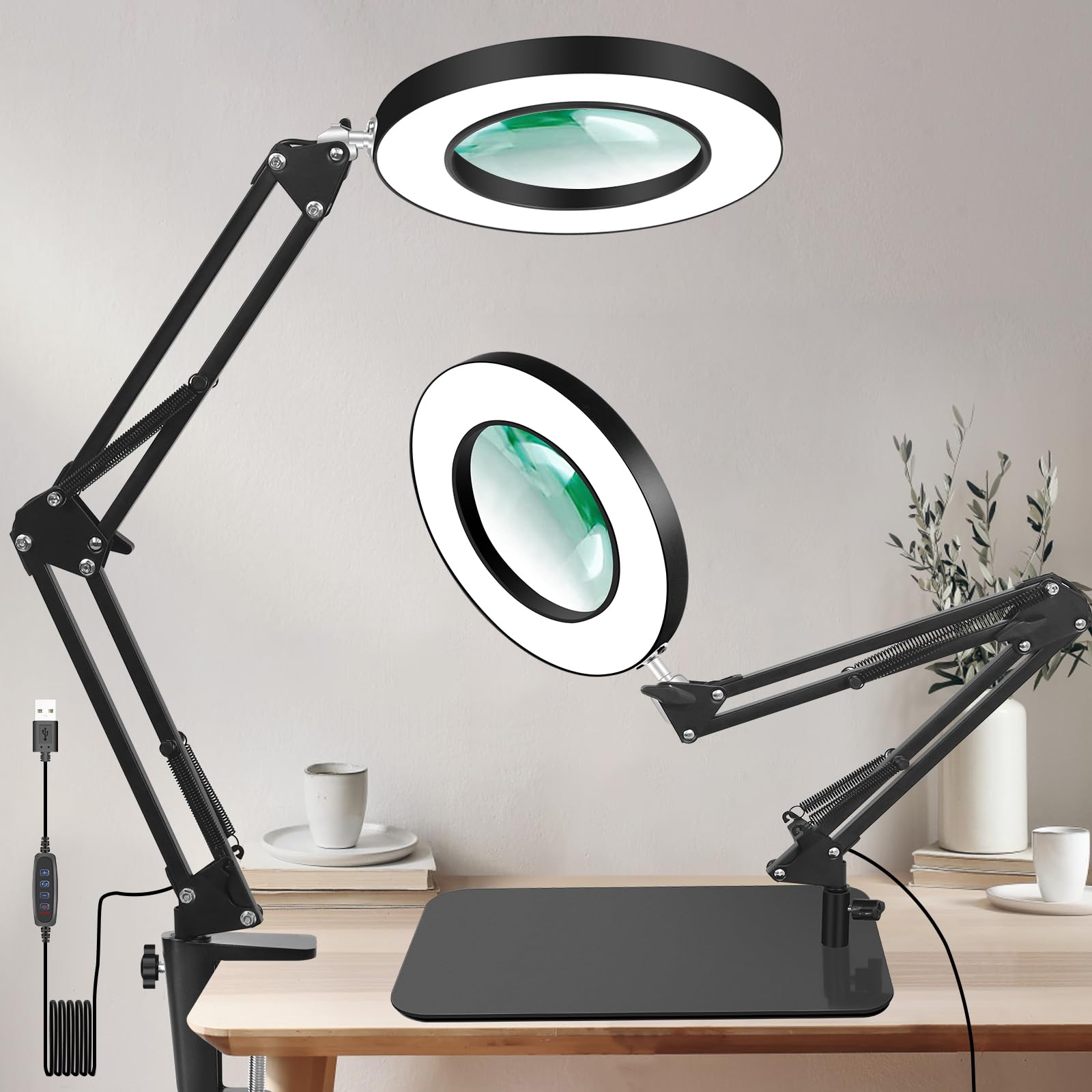 VITOTC 2-in-1 magnifier with light for bench and desk setups