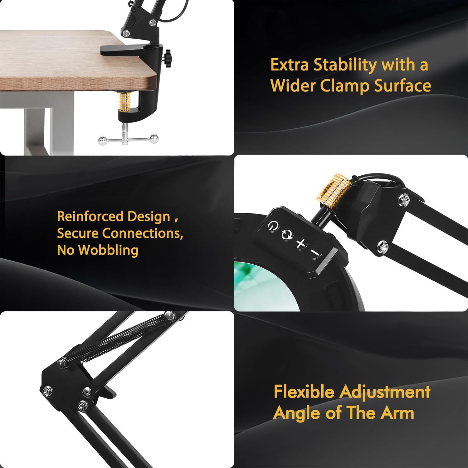 VITOTC heavy-base magnifier provides stable positioning during intricate tasks.