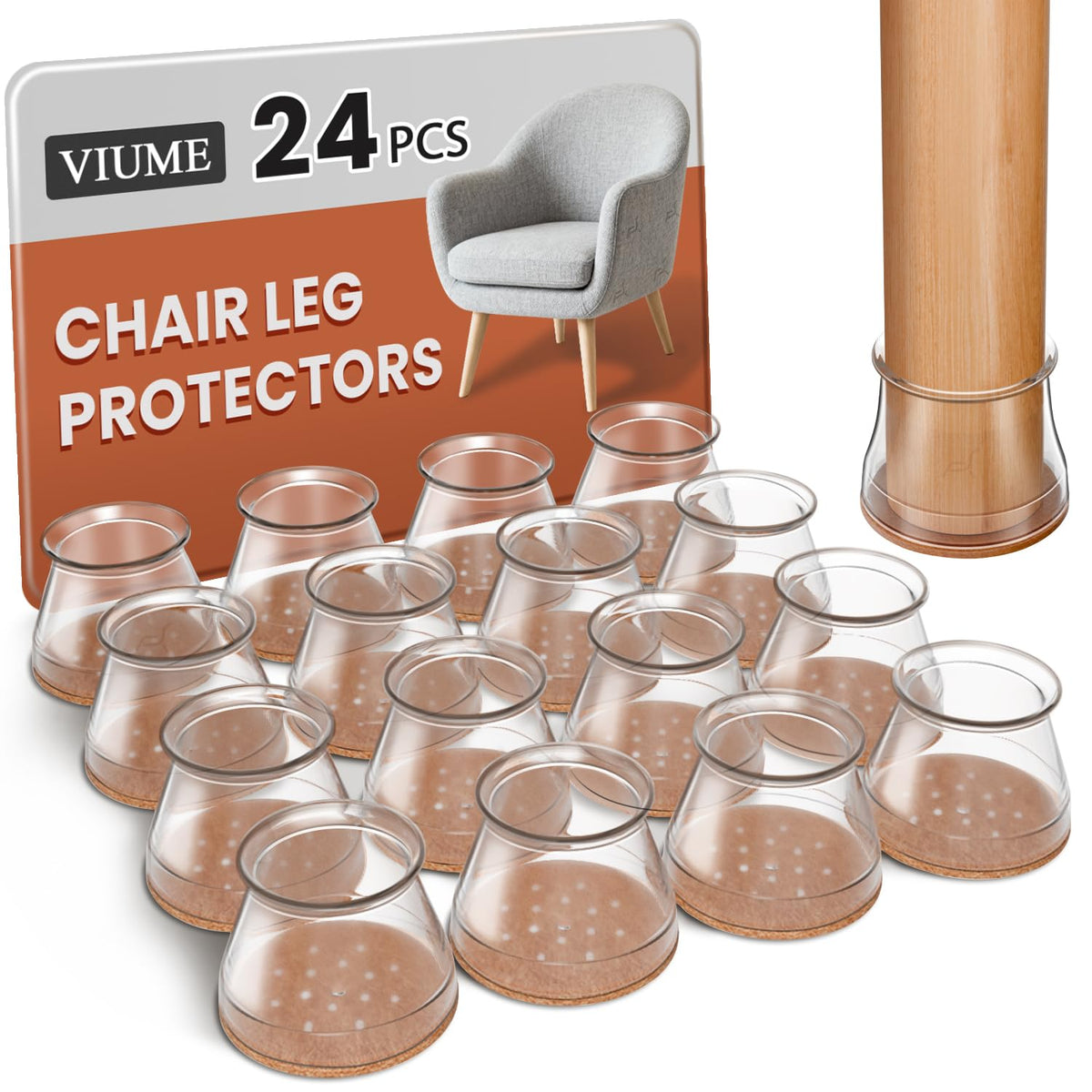 VIUME chair leg protectors with silicone covers prevent scratches on hardwood floors