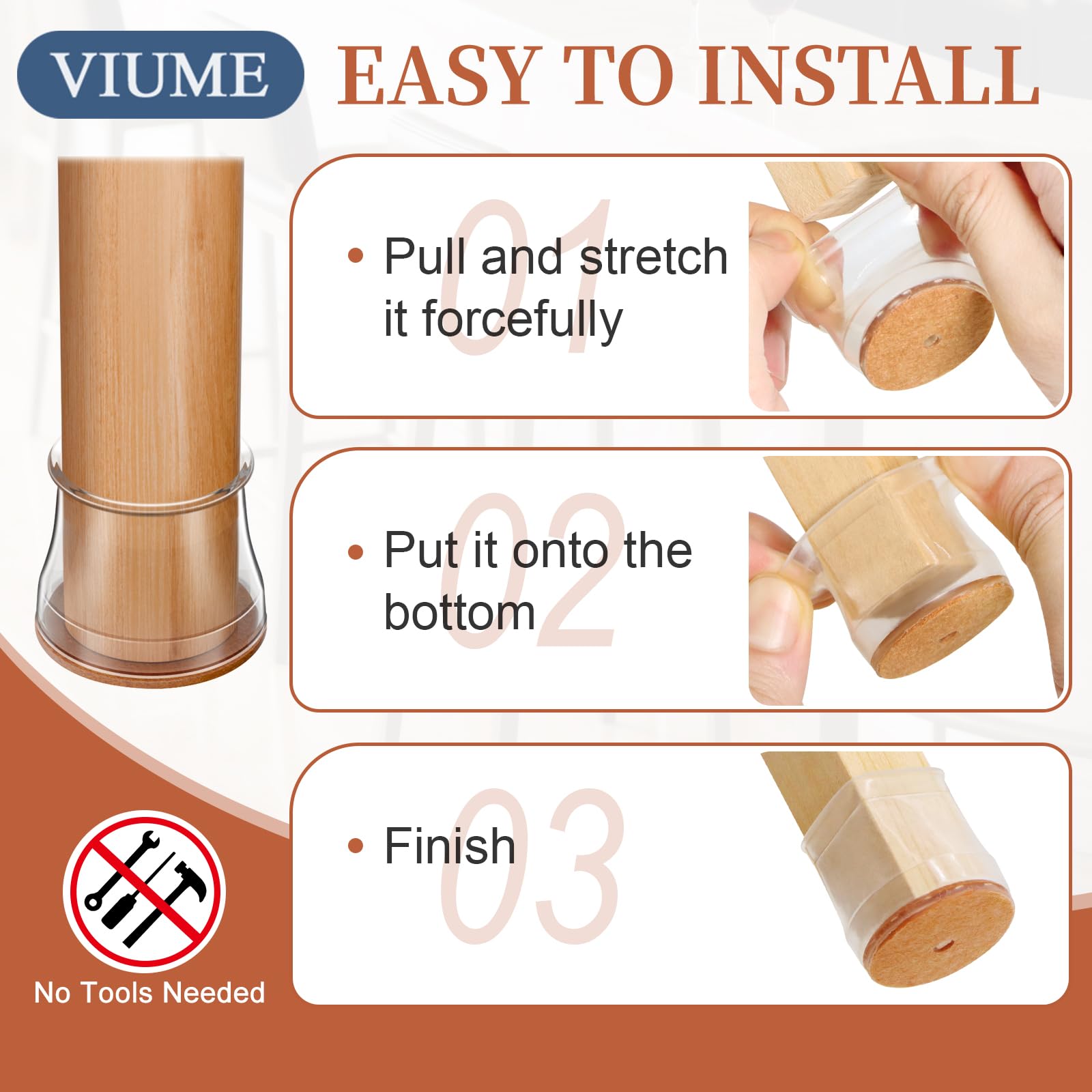 VIUME fits diameter 15/16 to 1-5/16 inches for versatile chairs