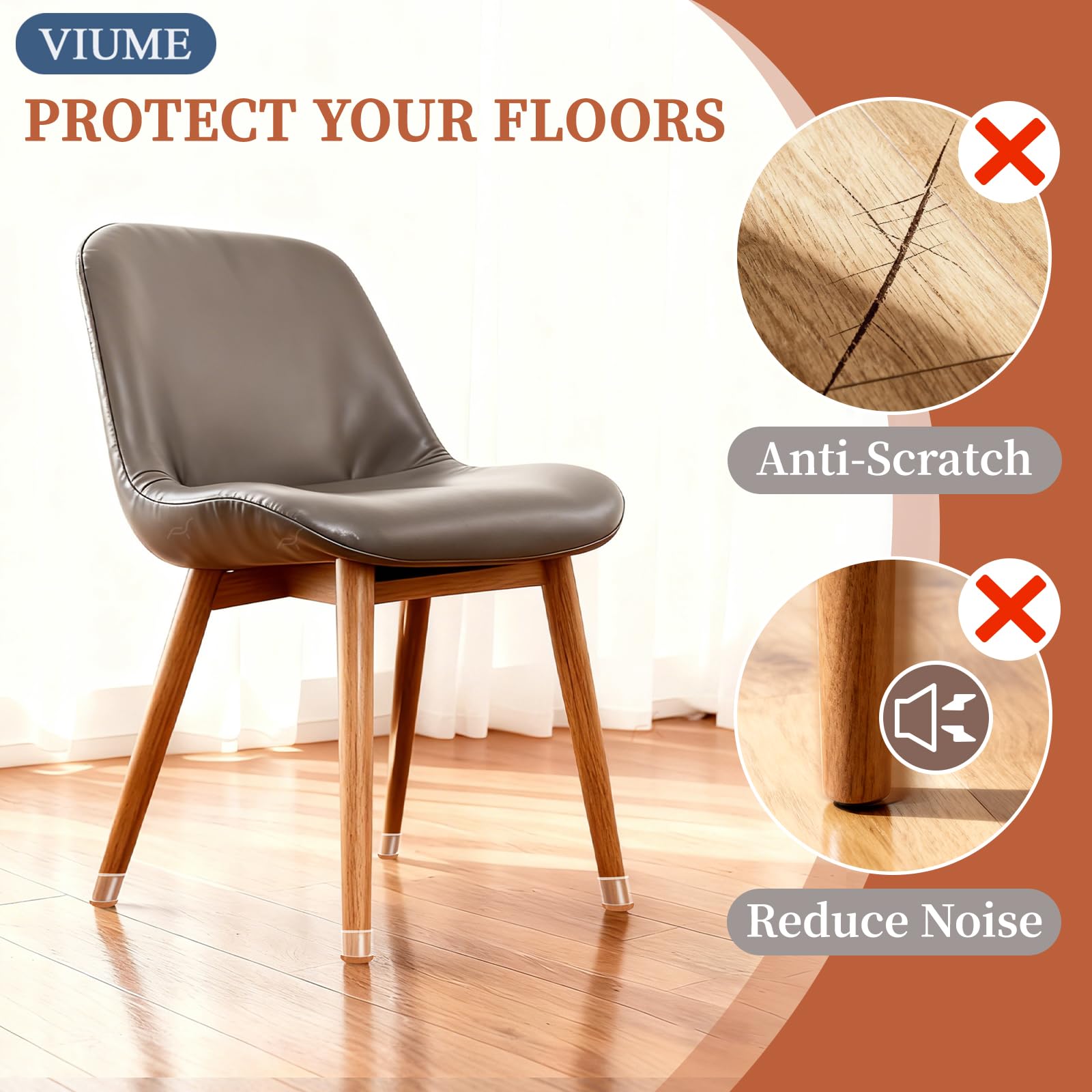 VIUME felt pad beneath chair leg reduces noise during movement