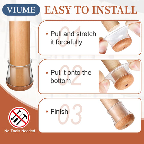 VIUME chair leg protectors adapt to different leg shapes for secure fit