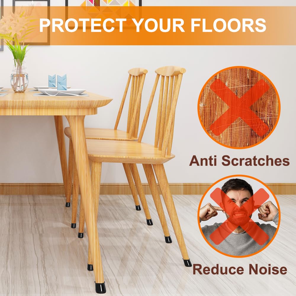 VIUME protectors adapt to round, square, and rectangular chair legs for versatile use.