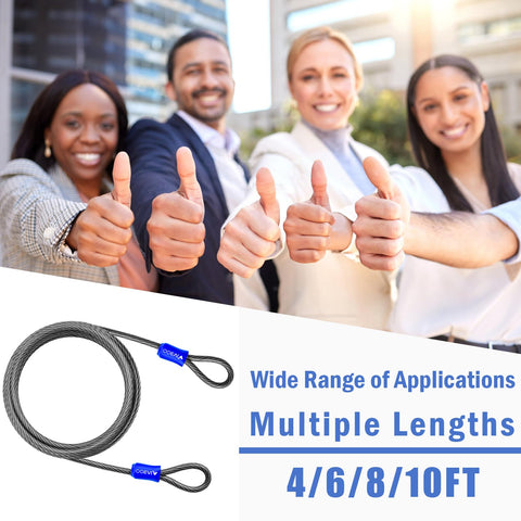 VIVBOO braided steel security cable 10ft for larger items secure.