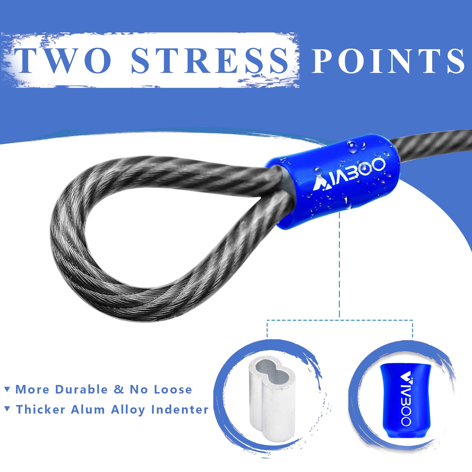 VIVBOO braided steel security cable 6ft for outdoor gear.