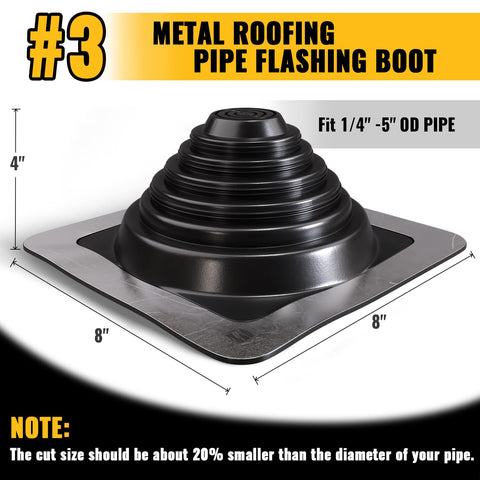 VIVIDA 3 corrugated-metal roof flashing seals vent pipes on metal roofs.