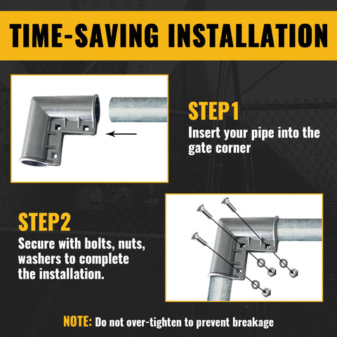 The VIVIDA gate corner elbow enables tool-free installation without welding.