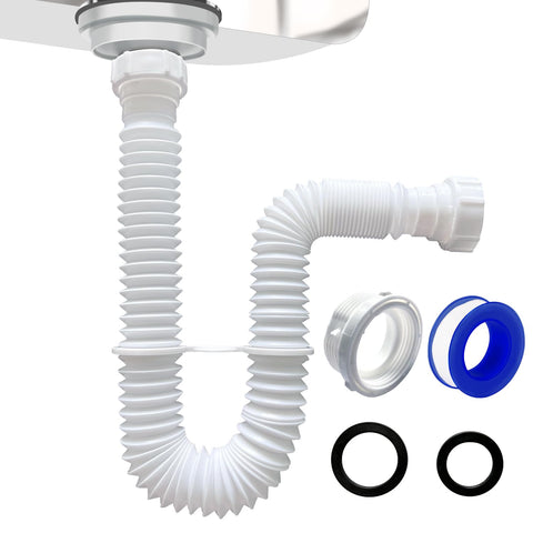 VIVIDA flexible sink drain expanded from 11 to 31.5 inches for versatile installations