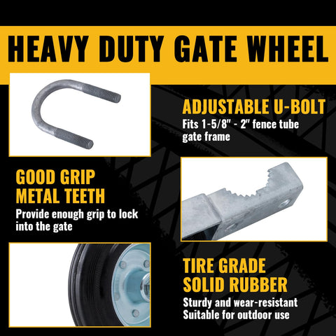 VIVIDA heavy-duty wheel supports up to 500 pounds of gate weight.