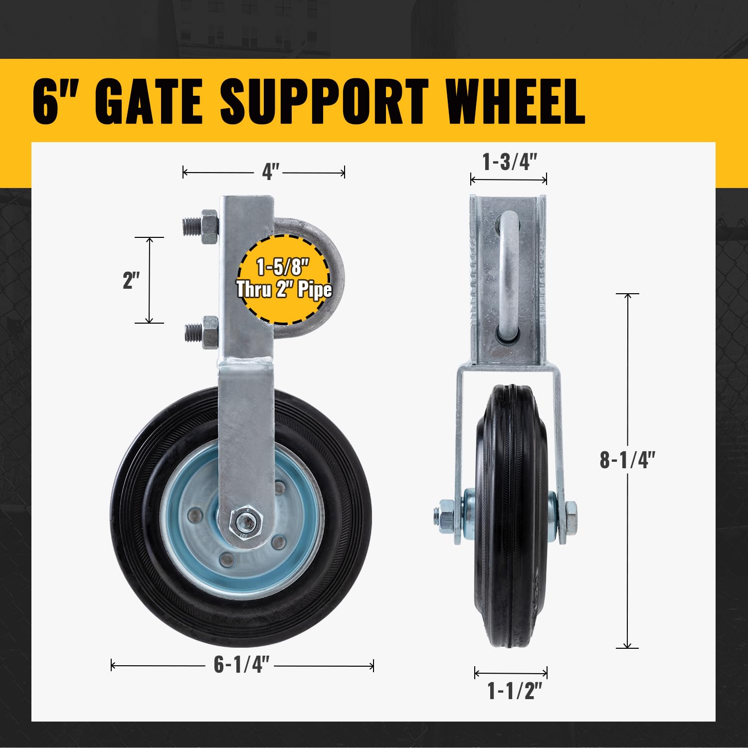 VIVIDA gate wheels with galvanized bearing ensure durability outdoors.