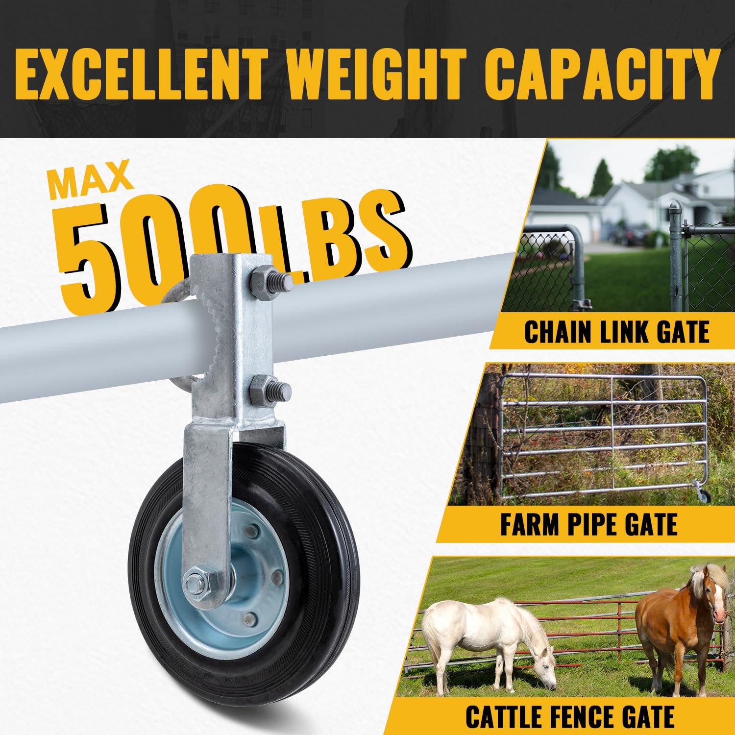 VIVIDA adjustable U-bolt keeps the gate securely aligned.