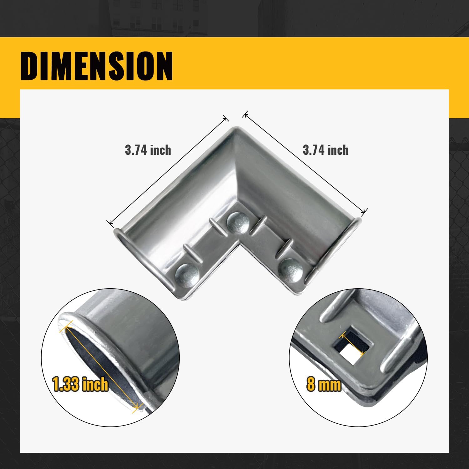 The VIVIDA heavy-duty aluminum gate elbow is ideal for outdoor fencing.