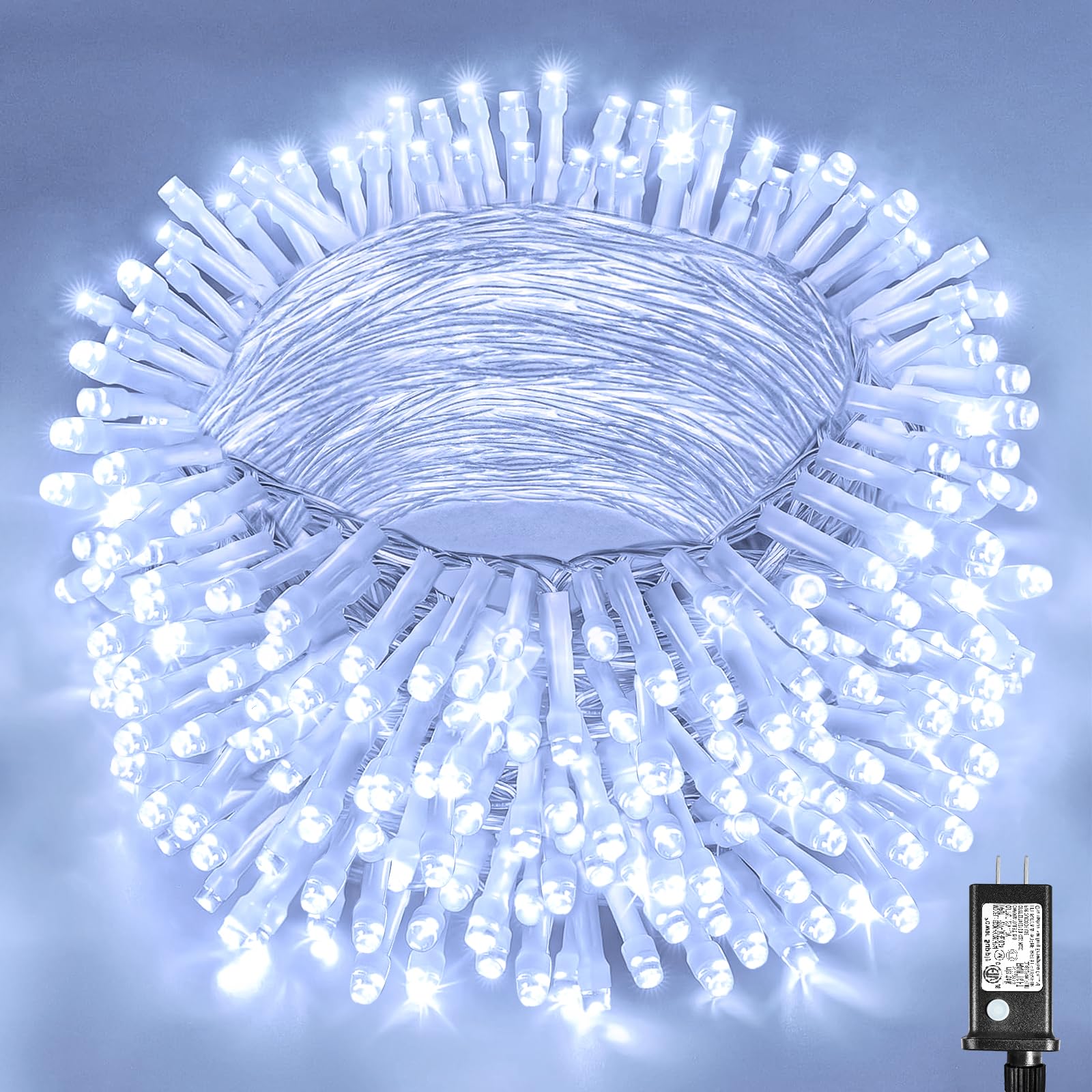 Vivideal 100ft white Christmas lights for outdoor use with weatherproof illumination
