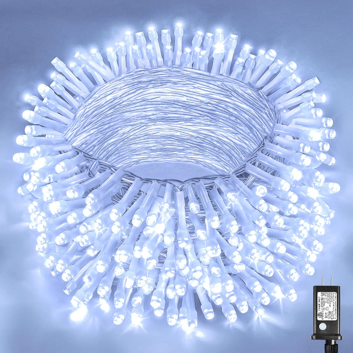 Vivideal 100ft white Christmas lights for outdoor use with weatherproof illumination