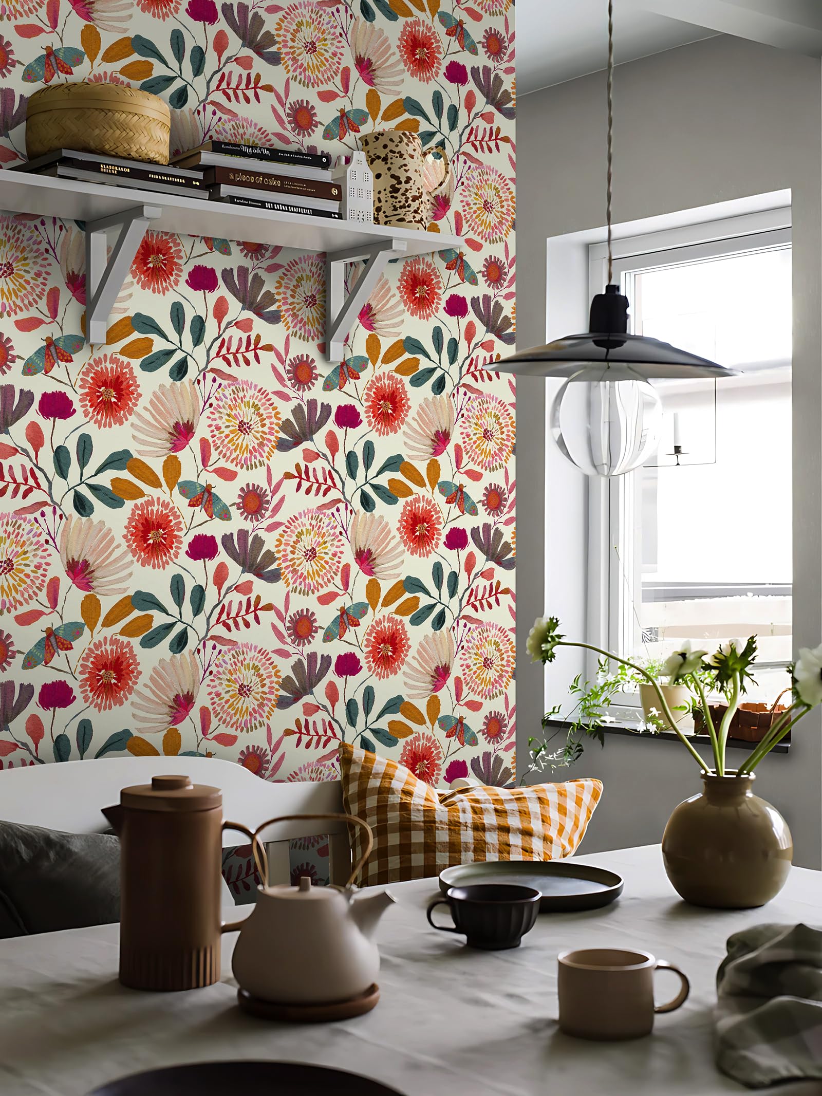 Vividpatch boho-scandinavian floral print suitable for furniture or accent walls.