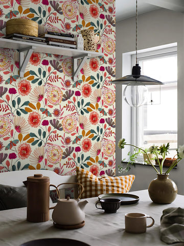 Vividpatch boho-scandinavian floral print suitable for furniture or accent walls.