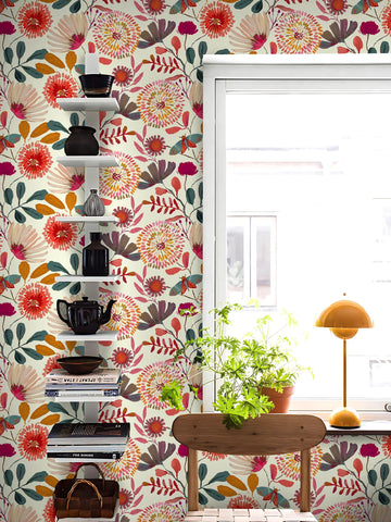 Vividpatch grid-backed wallpaper enables precise trimming for a flawless fit.
