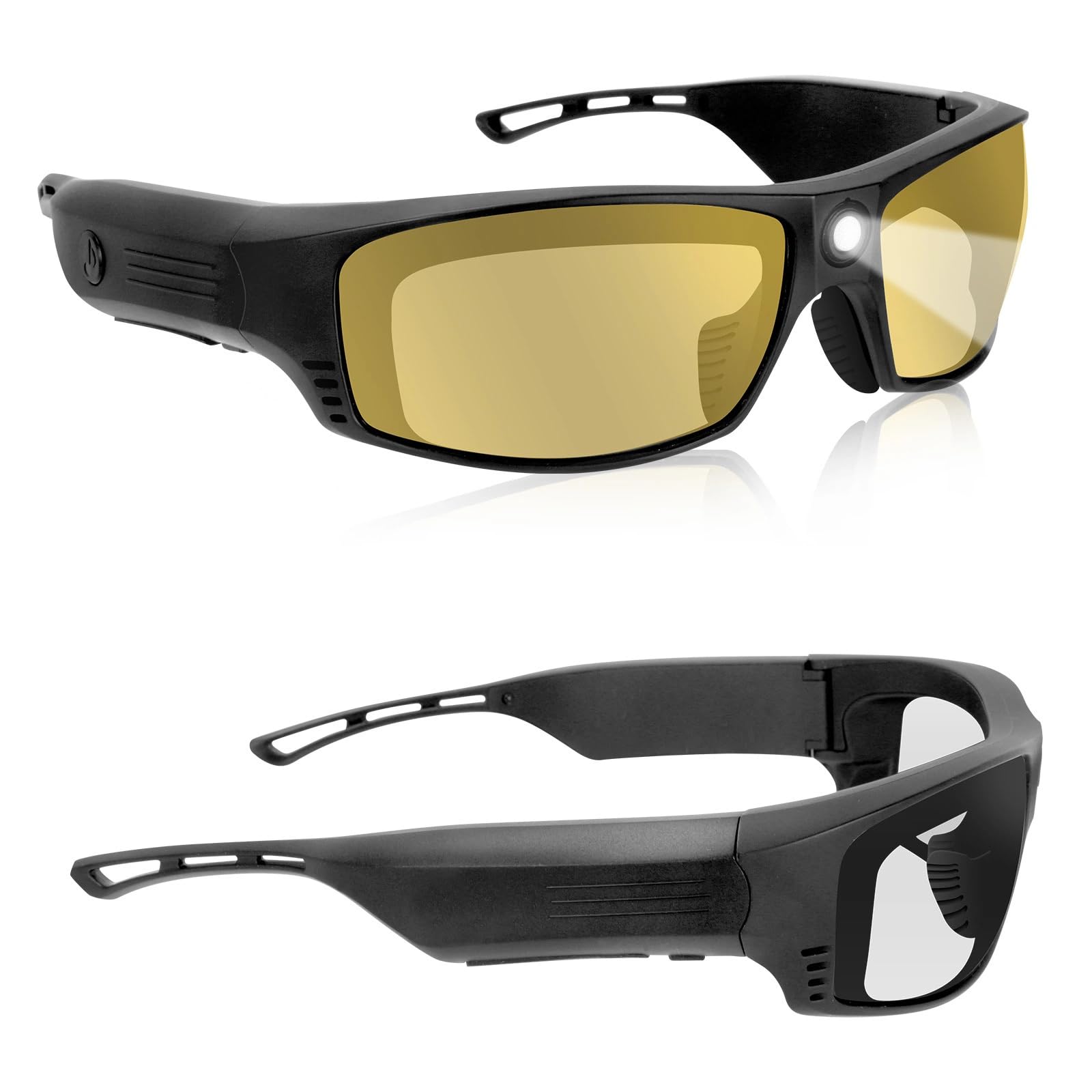 ViView tinted safety glasses front view with LED lights for precise illumination.
