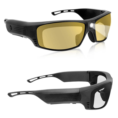 ViView tinted safety glasses front view with LED lights for precise illumination.