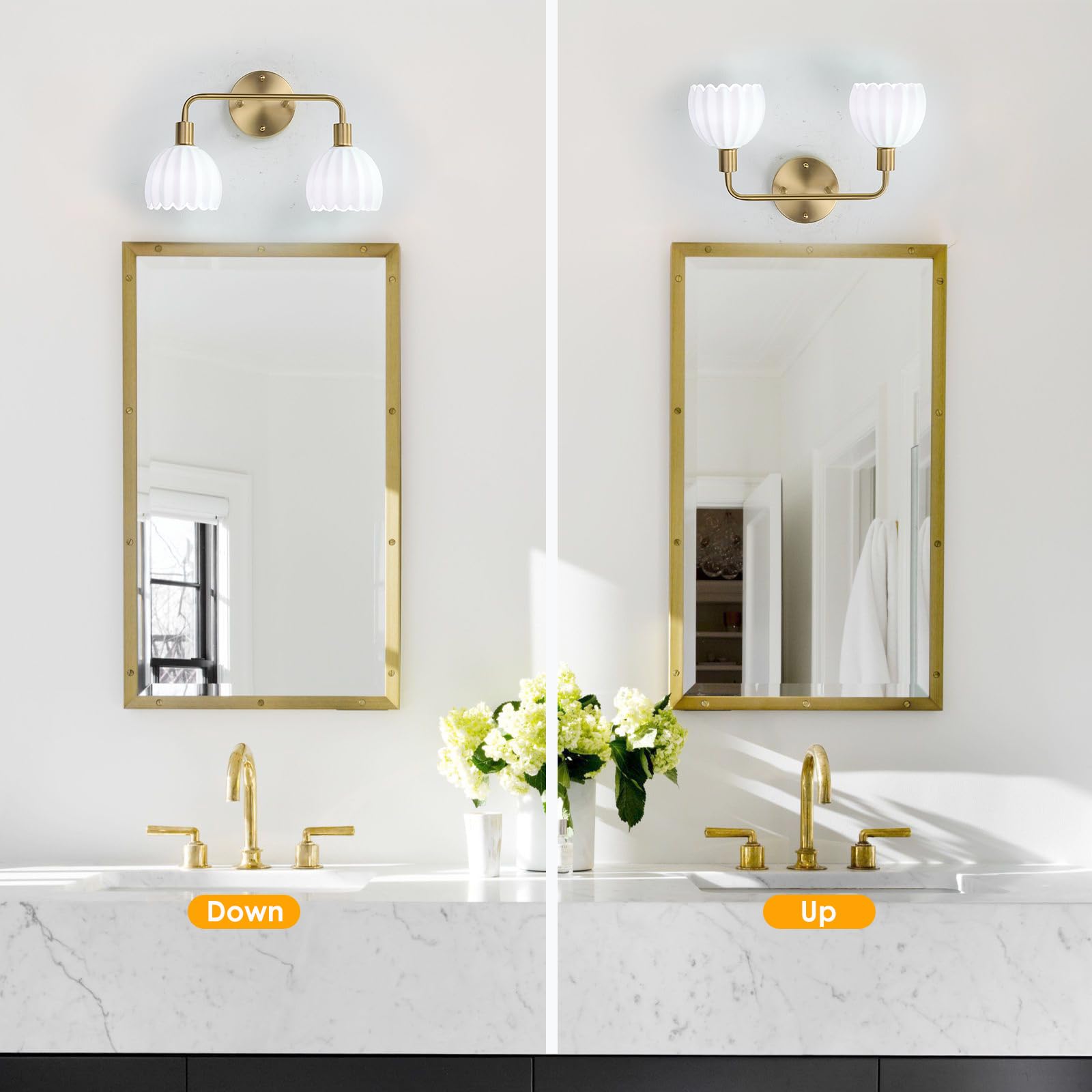 Vivihobb 2-light gold brass vanity light over mirror for stylish lighting