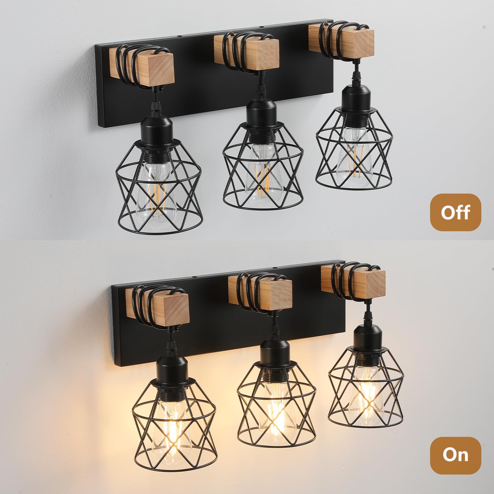 vivihobb wooden wall light fits bathrooms, hallways, and living areas