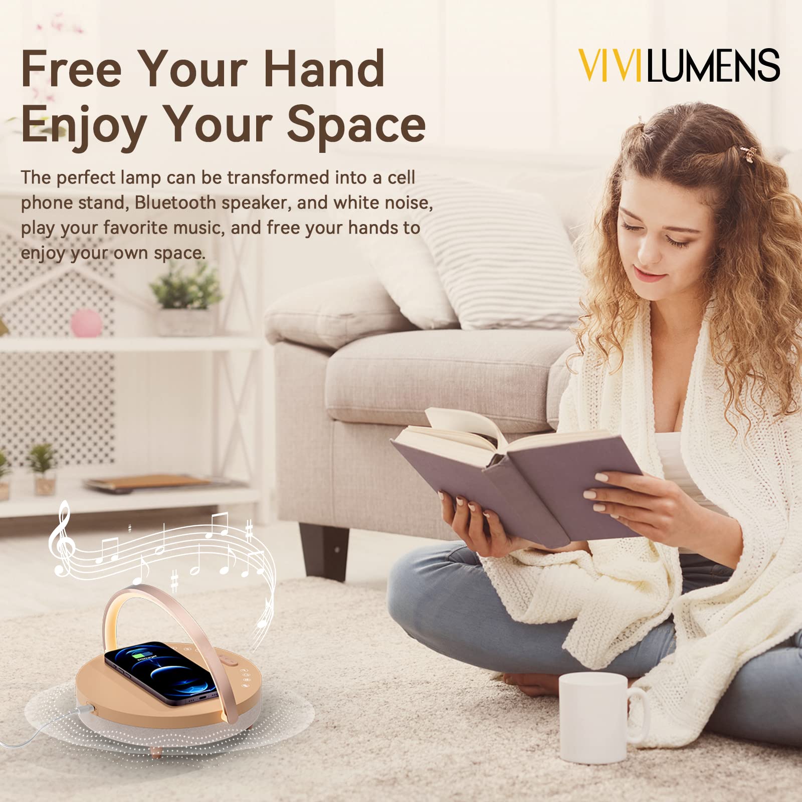 Vivilumens bedside lamp 180-degree adjustable arm for flexible placement