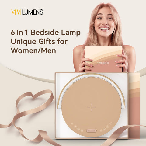 Vivilumens bedside lamp wireless charger ready for a phone on top