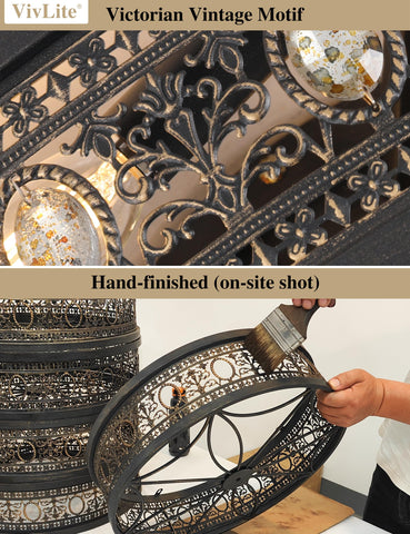 Vivlite distressed crystal accents shimmer in dining rooms when lit.