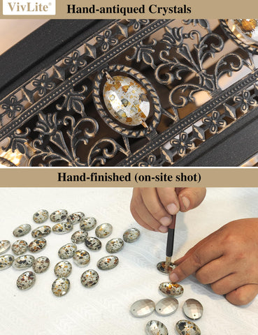 Vivlite hand-finished metalwork highlights antique elegance in bedrooms.