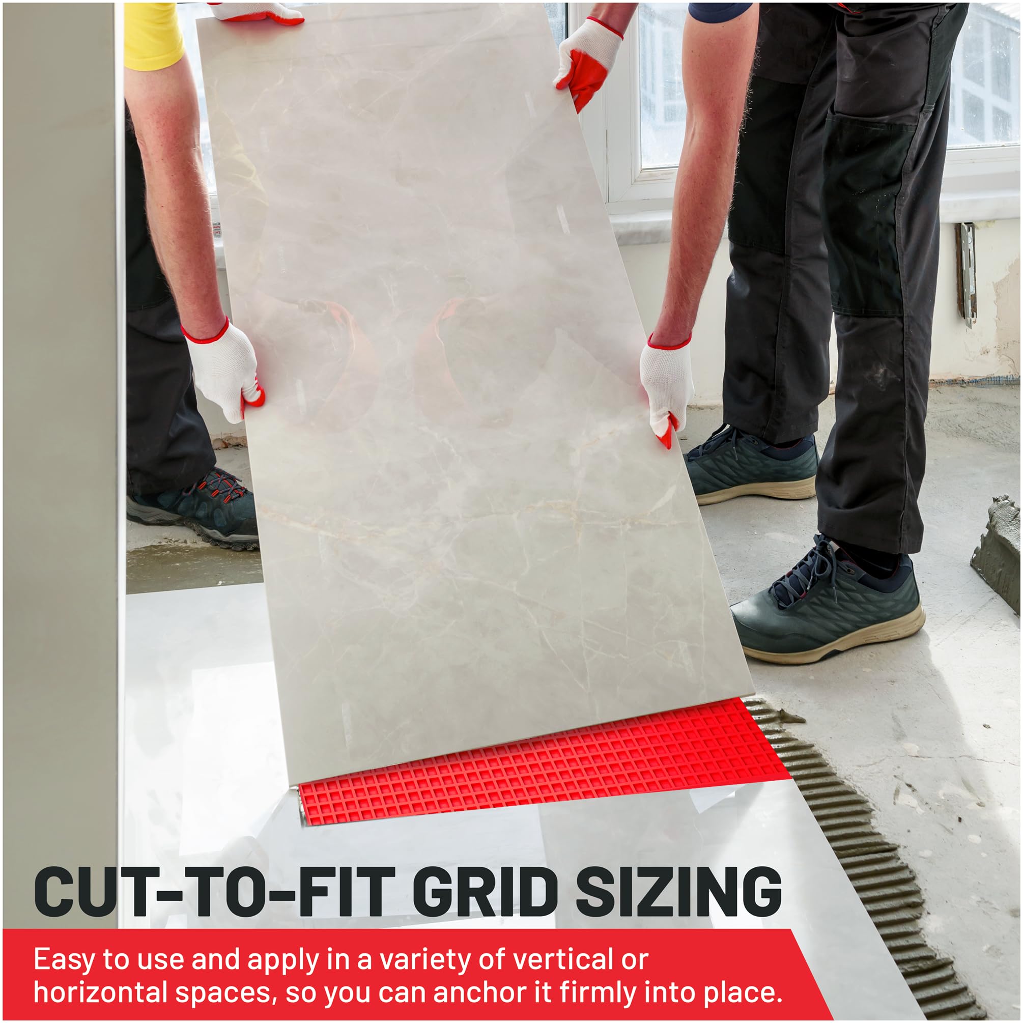 Vivlly uncoupling membrane under tile demonstrates moisture resistance for showers.