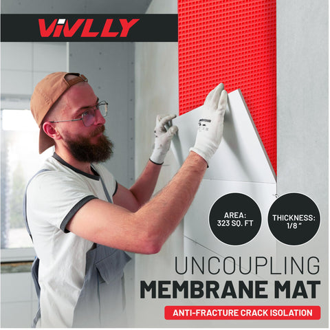 Vivlly uncoupling membrane cut-to-fit grid shown for precise layout.