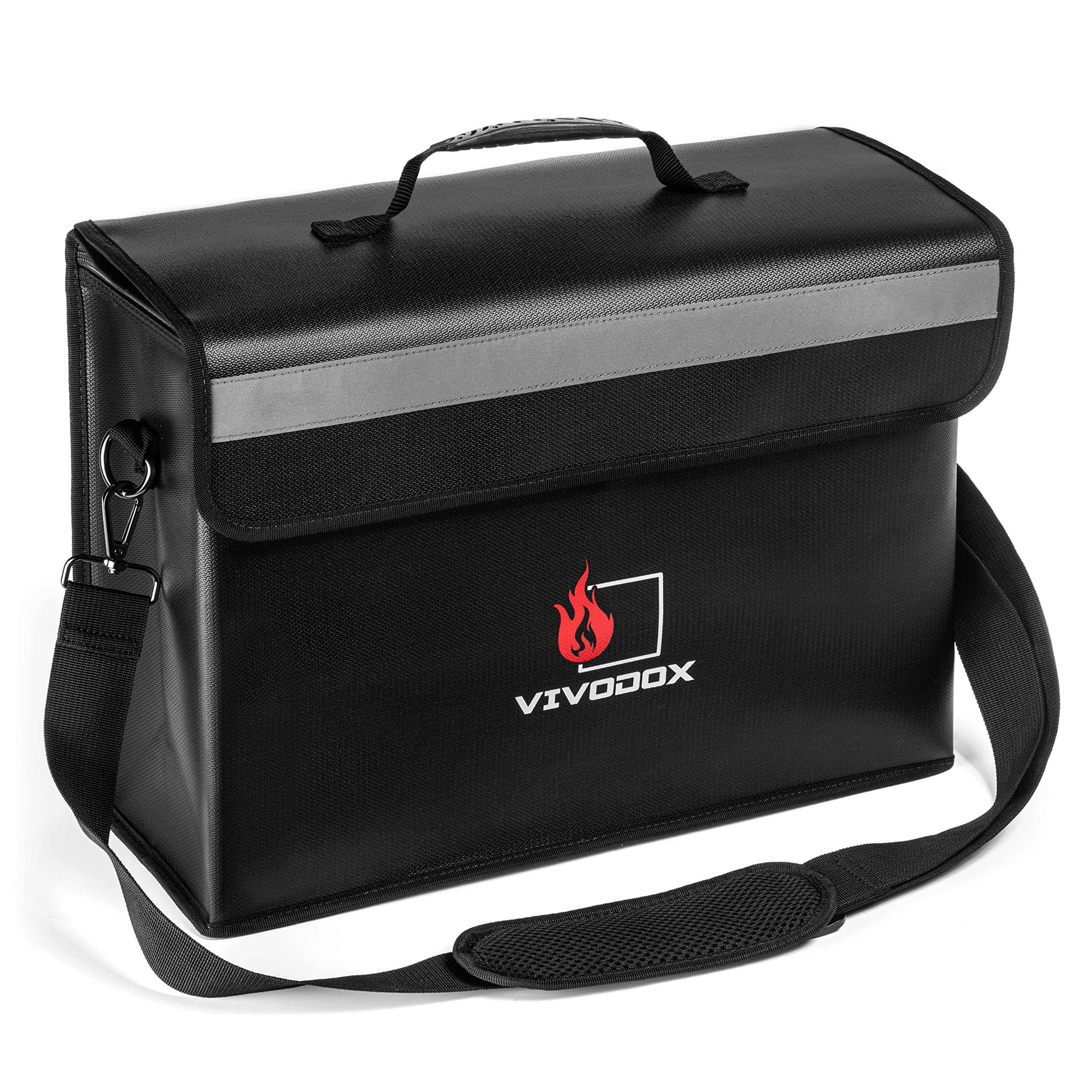 Vivodox fireproof bag with adjustable shoulder strap for comfortable transport