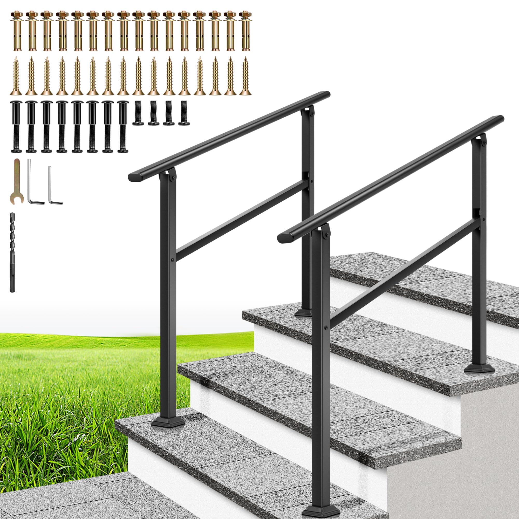 VIVOHOME 2-pack 3-step hand rails on outdoor steps for safer entry